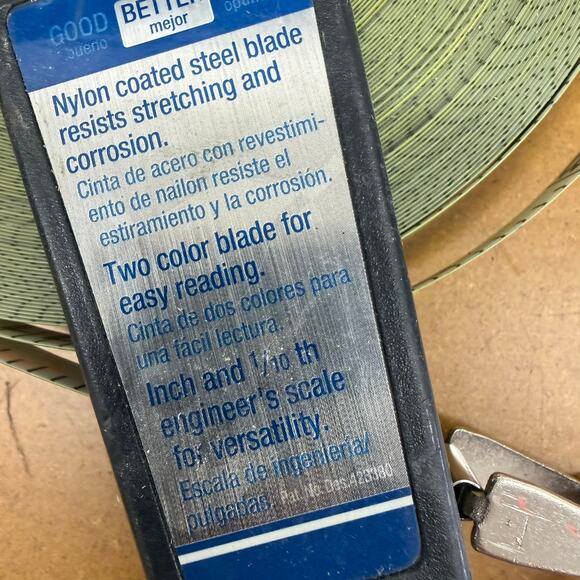 Empire 6710 100' Nylon-Clad Steel Tape Measure Open Reel Engineer Scale Used - Picture 3 of 6